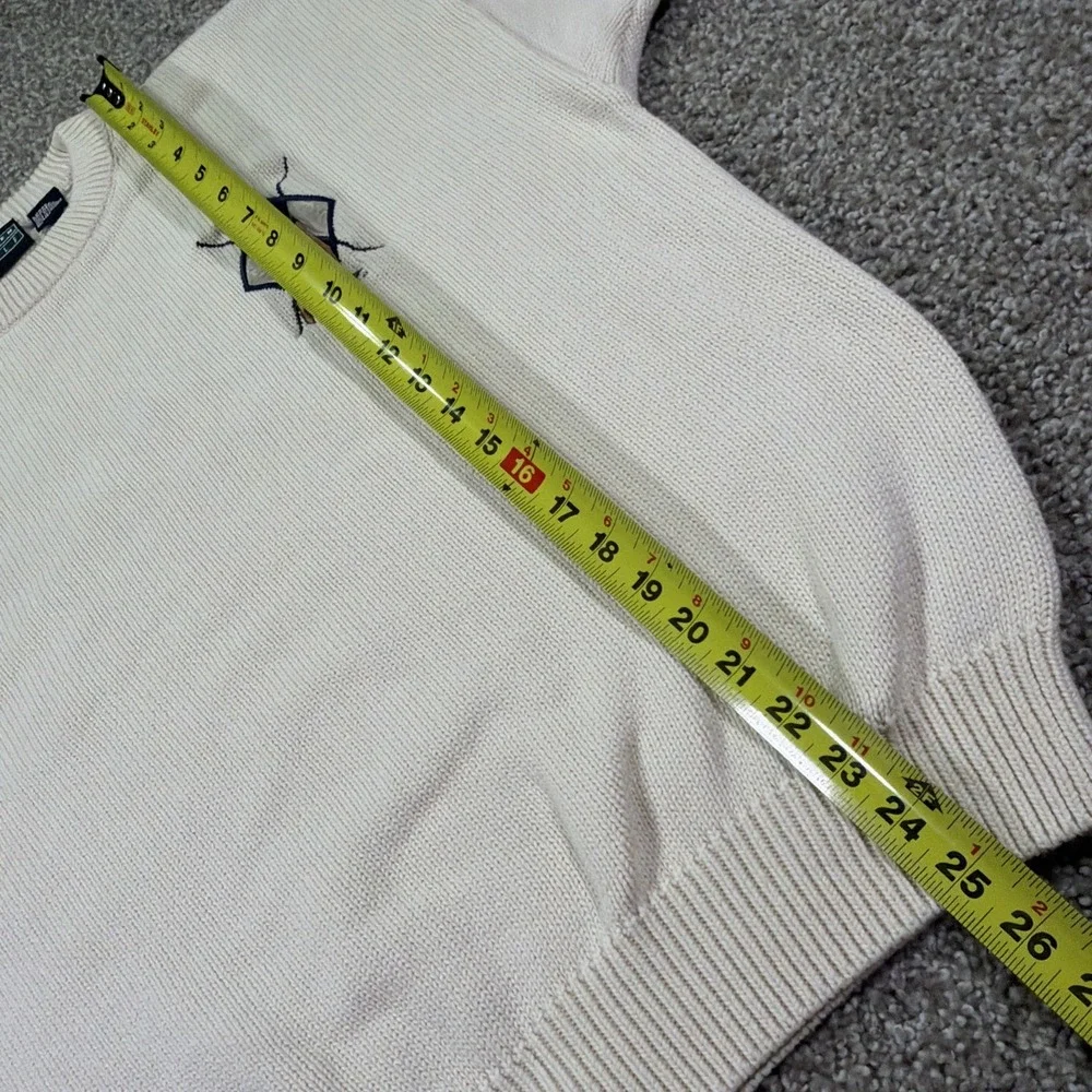 Vintage Cream Jantzen Golf Pullover Sweater Large 90s Classic Embroidered